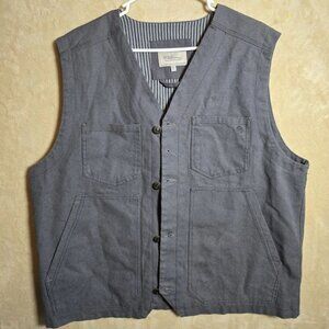 Blue Ranchwear Men XL Gray Duck‎ Canvas Vest Western Cotton Lined Pockets. 095